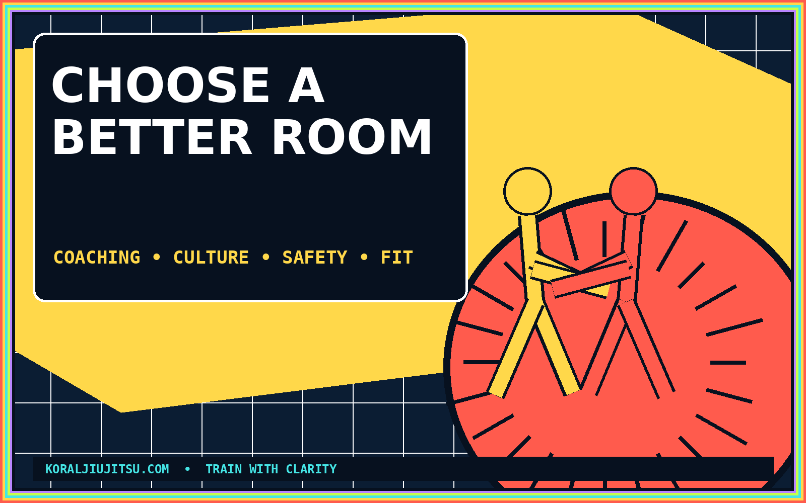 Koral Jiu-Jitsu graphic reading Choose a Better Room